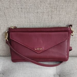 Lodis Wine Leather Wristlet